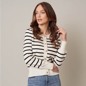 NWT CYRUS STRIPED BUTTON FRONT CARDIGAN  Size Small